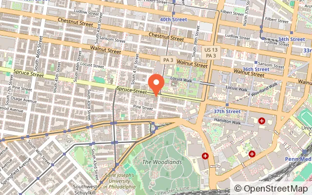 Map showing University Family Fun Center in Philadelphia, PA