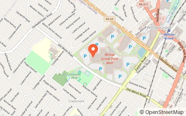 Map showing Tilted 10 in Willow Grove, PA