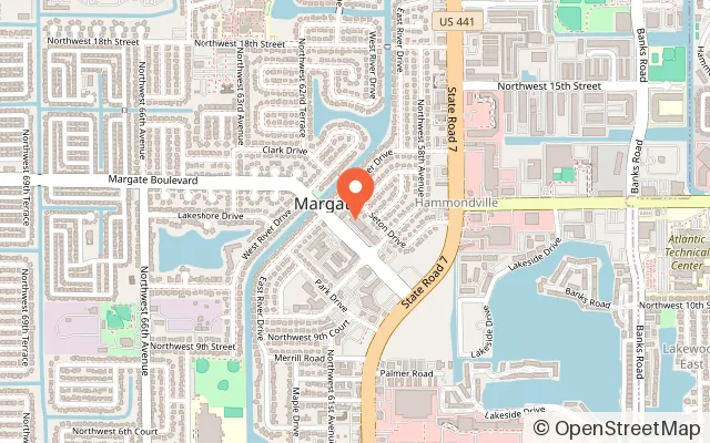 Map showing Flynn's Arcade & More in Margate, FL