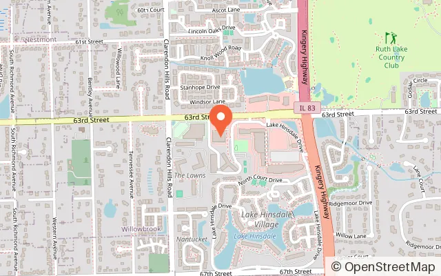 Map showing Willowbrook Ice Arena in Willowbrook, IL