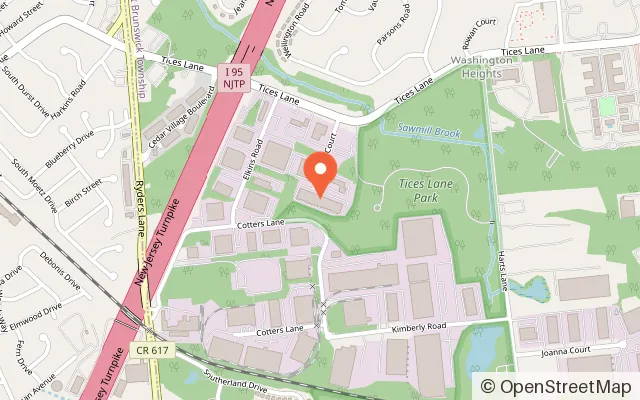 Map showing The Jumping Jungle in East Brunswick, NJ