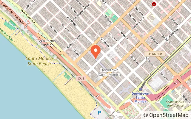 Map showing THE CUBE VR Immersive Park in Santa Monica, CA