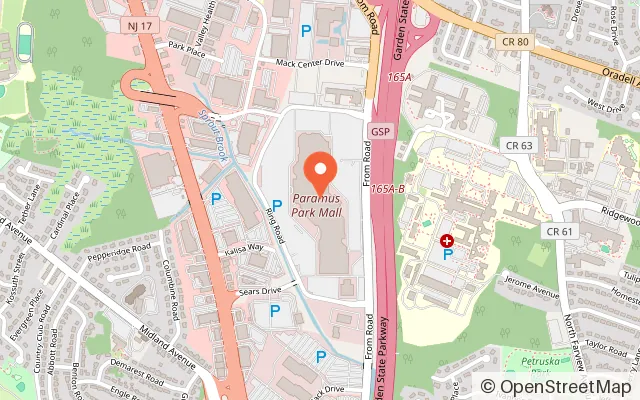 Map showing Go Playland Paramus in Paramus, NJ