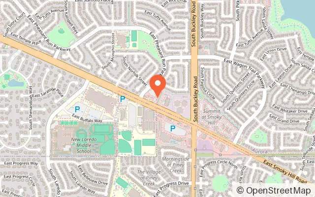 Map showing The Sand Place Indoor Sandbox in Aurora, CO