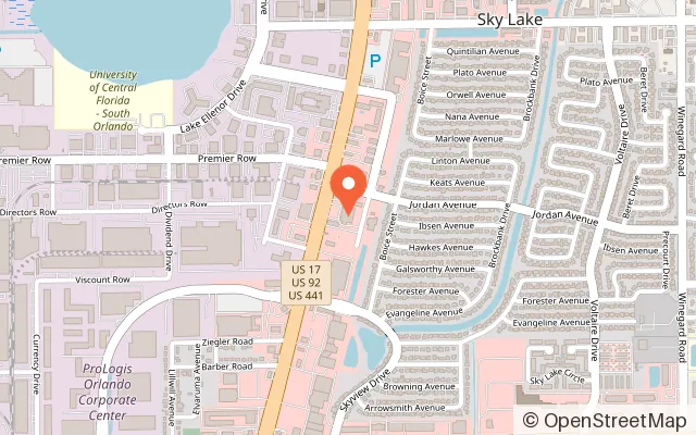 Map showing AMF Sky Lanes in Orlando, FL