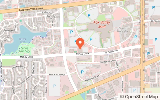 Map showing Sky Zone Trampoline Park in Aurora, IL