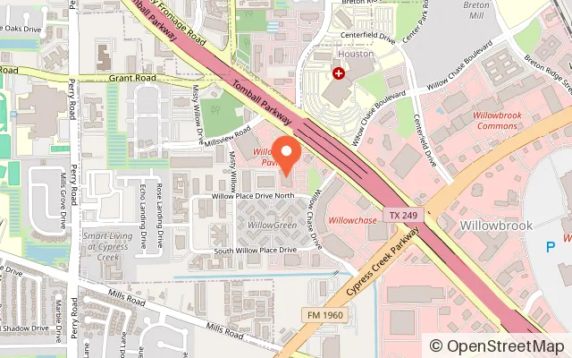 Map showing Aerodrome Ice Skating Complex in Houston, TX