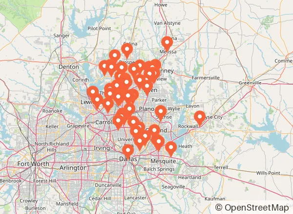 Map of 57 venues near Plano