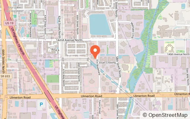 Map showing Clearwater Ice Arena in Clearwater, FL