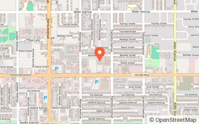 Map showing Lucky Strike Fontana in Fontana, CA
