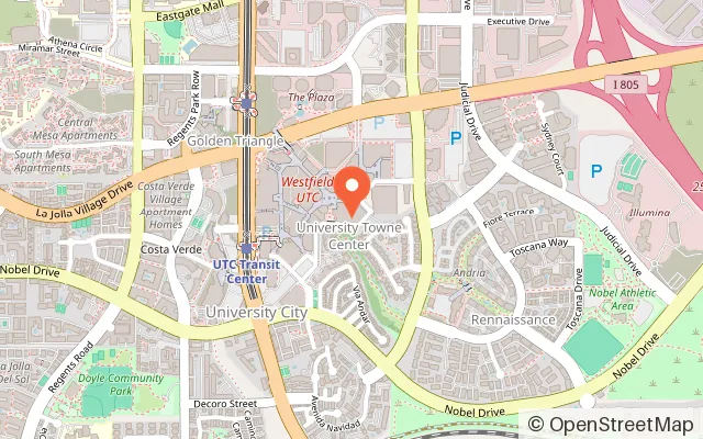 Map showing UTC ICE Sports Center in San Diego, CA