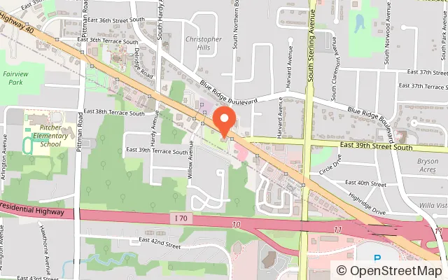 Map showing Cool Crest Family Fun Center in Independence, MO