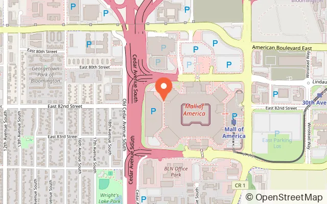 Map showing Tactical Urban Combat Mall of America in Bloomington, MN