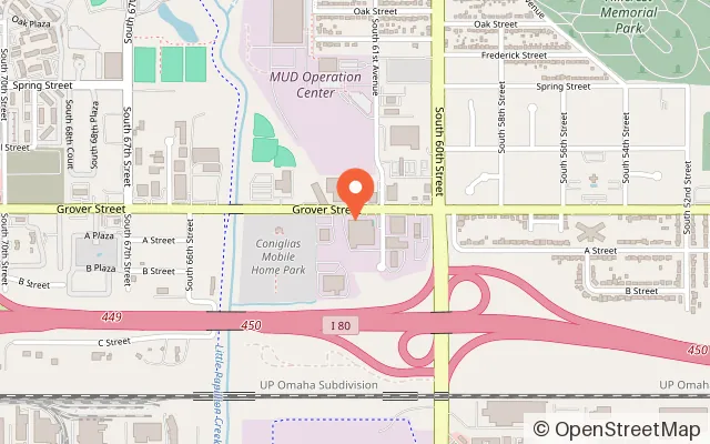 Map showing Grover Ice Rink in Omaha, NE
