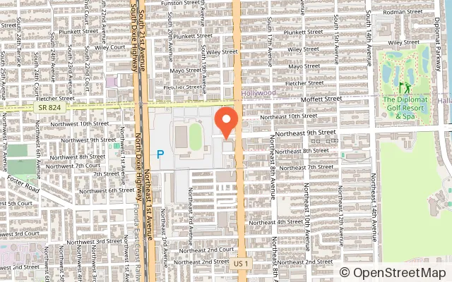 Map showing Flippo's Hallandale in Hallandale Beach, FL