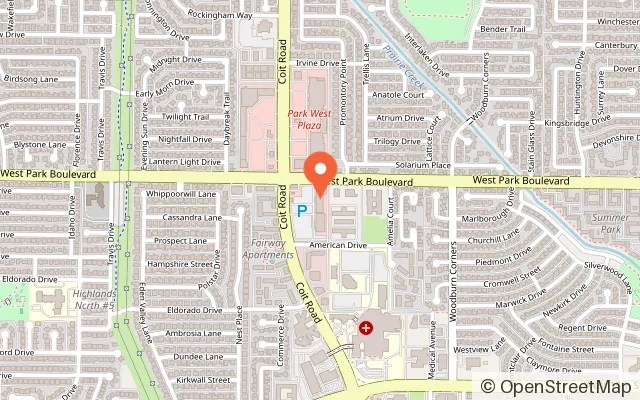Map showing SUPER PLAYER ARCADE in Plano, TX
