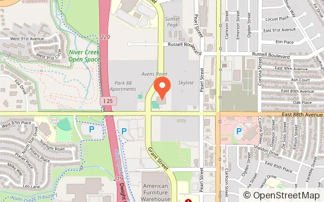 Map showing AMF Sonesta Lanes in Thornton, CO