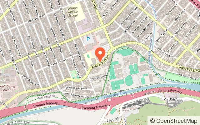 Map showing LA Kings Ice Burbank (Pickwick) in Burbank, CA