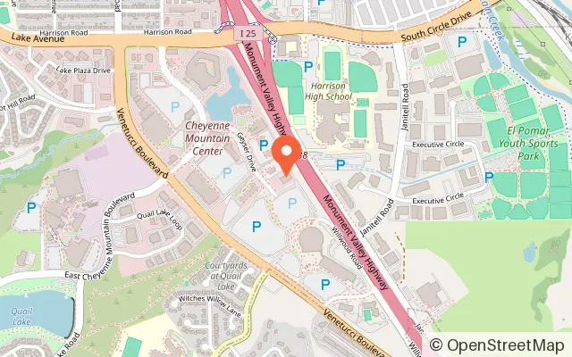 Map showing Chuck E. Cheese in Colorado Springs, CO