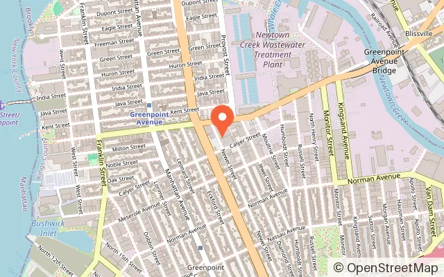 Map showing Space Club Greenpoint in Brooklyn, NY