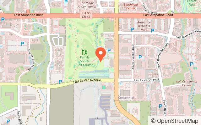 Map showing Family Sports Miniature Golf in Centennial, CO