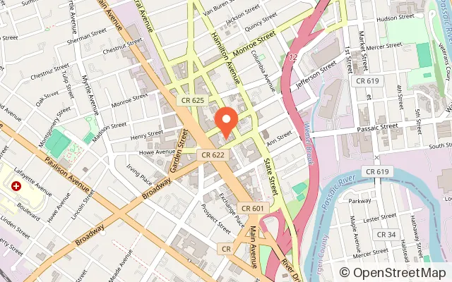 Map showing Rack N Roll Family Fun Center in Passaic, NJ