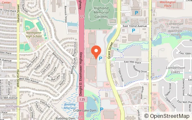 Map showing Sky Zone Trampoline Park in Thornton, CO
