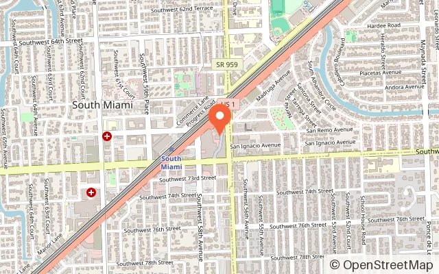 Map showing GameTime Miami in South Miami, FL