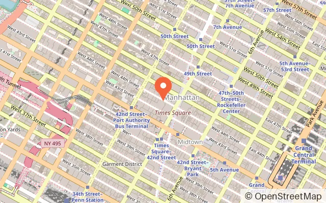 Map showing Lucky Strike Times Square in New York, NY