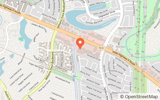 Map showing Ninja Kidz Action Park in Sugar Land, TX