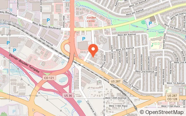 Map showing 100 Nickel at Chipper's Lanes - Live Music, Bowling, Arcade in Broomfield, CO