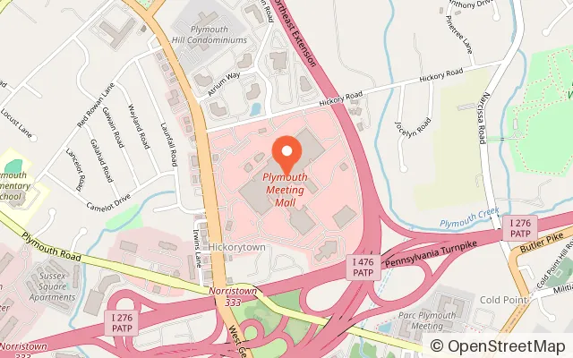 Map showing LEGOLAND Discovery Center Philadelphia in Plymouth Meeting, PA