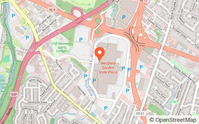 Map showing Power Up Arena in Paramus, NJ