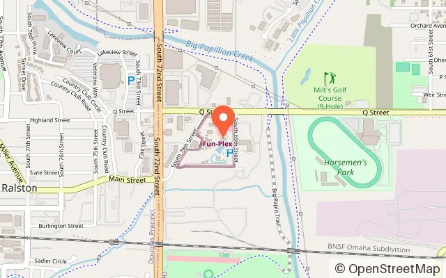 Map showing Fun-Plex Waterpark & Rides in Omaha, NE