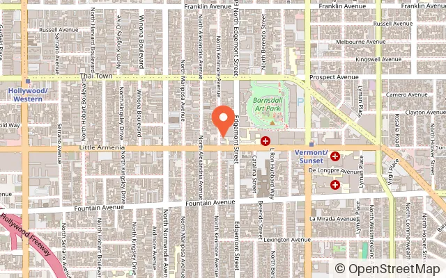 Map showing PlayLab Hollywood in Los Angeles, CA