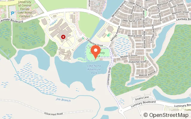 Map showing Nona Adventure Park in Orlando, FL