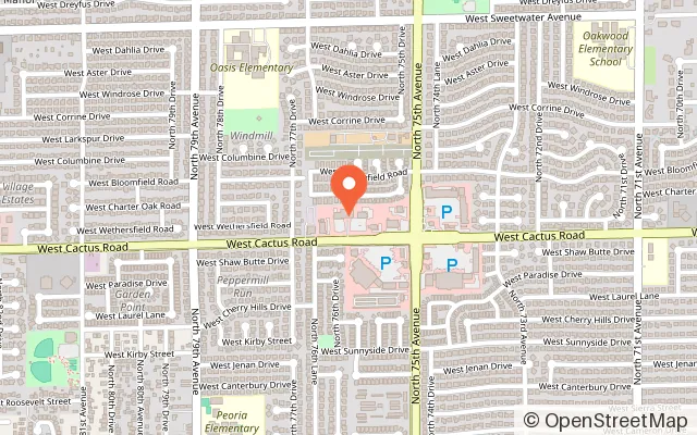 Map showing Uptown Jungle Fun Park in Peoria, AZ
