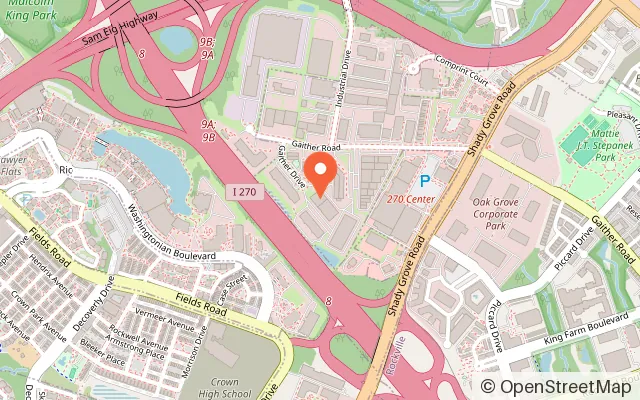 Map showing Sky Zone Trampoline Park in Gaithersburg, MD