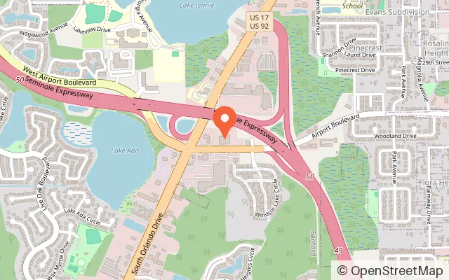 Map showing Airport Lanes in Sanford, FL