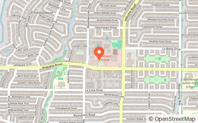 Map showing Kids Empire Dallas Hillcrest in Dallas, TX