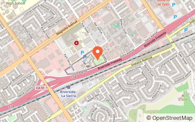 Map showing Castle Park Golf & Games in Riverside, CA