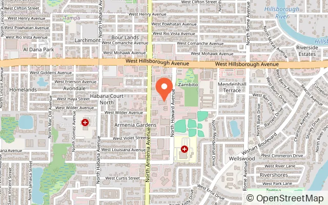 Map showing United Skates of America in Tampa, FL