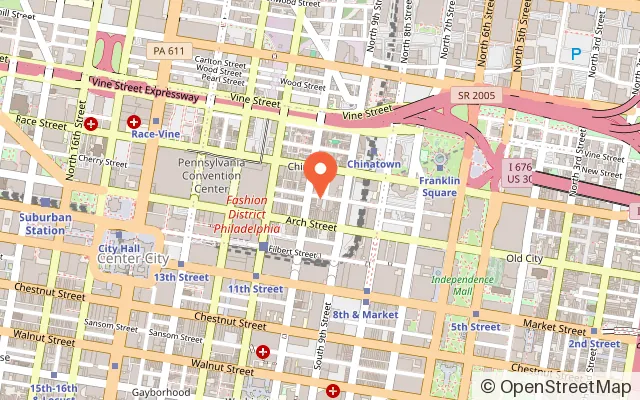 Map showing TAP Esports Center in Philadelphia, PA
