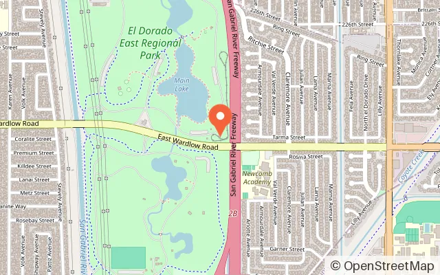 Map showing The El Dorado Frontier Theme Park in Long Beach, CA