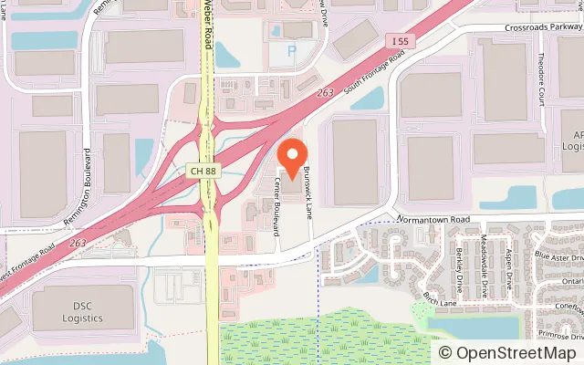 Map showing Lucky Strike Romeoville in Romeoville, IL