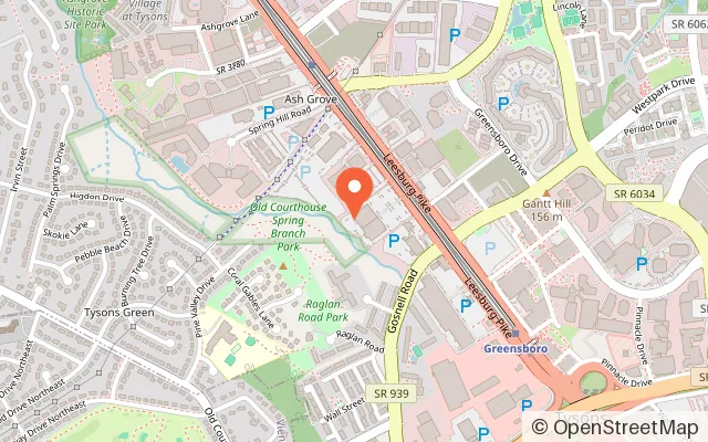 Map showing Vertical Rock Tysons Bouldering in Vienna, VA