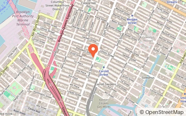 Map showing Brooklearn in Brooklyn, NY