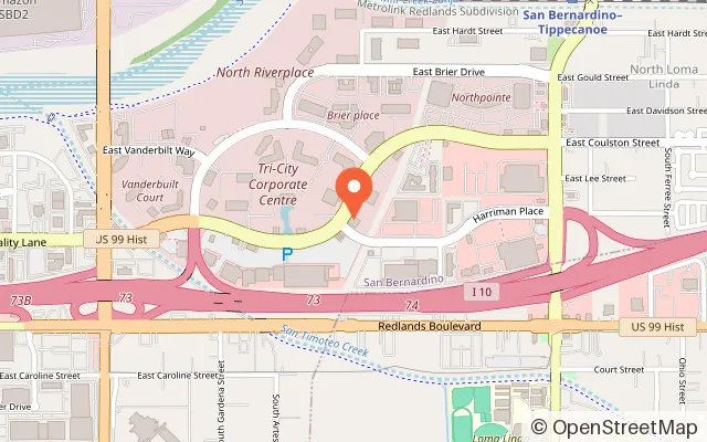 Map showing Chuck E. Cheese in San Bernardino, CA