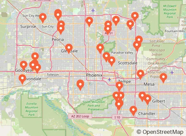 Map of 40 venues near Phoenix