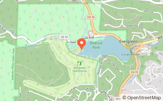 Map showing Evergreen Lake House in Evergreen, CO